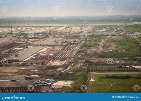 Aerial View Of New Suvarnabhumi Airport Expansion Phase 2 Under