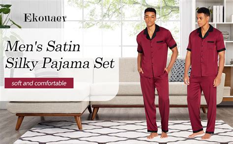 Amazon Ekouaer Conjunto De Pijama De Seda Satinada Para Hombre