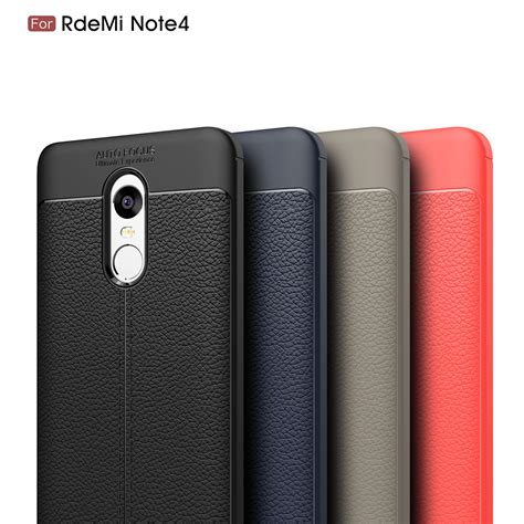 PU Leather Litchi Pattern Case For Xiaomi Redmi Note 4 Soft TPU