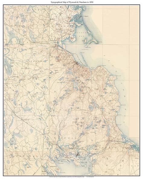 Plymouth And Wareham 1890 Custom Usgs Old Topo Map Cape Cod Regions