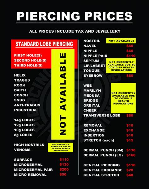 Piercing Prices – New Tribe Toronto Tattoo Shop & Piercing Studio – Toronto's Best