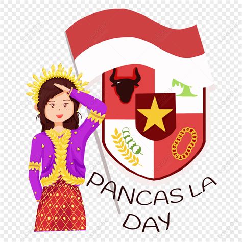 Hari Lahir Pancasila Indonesian Girl Salute Pankasira National Emblem