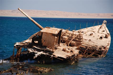 Rusted steel: Wreck of Egyptian destroyer El Qaher on the coast of the ...