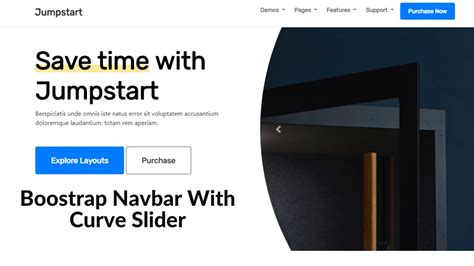 Navbar Bootstrap Animation On Scroll With Curve Slider Using Html Css