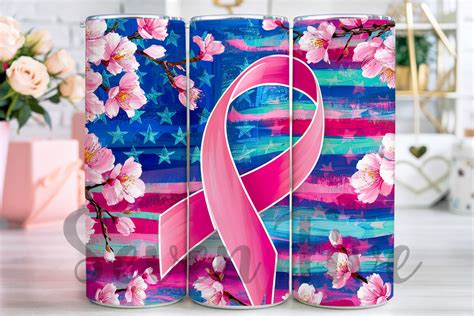 American Flag Breast Cancer Tumbler Wrap Graphic By Sevenfive