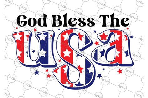 God Bless America Svg 4th Of July Svg Usa Cross Red White Blessed