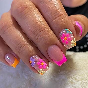 Amazon Eostankr Short Press On Nails French Fake Nails Acrylic Nude Pink False Nails With