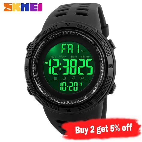 SKMEI 1251 спортивные часы мужские 50 м водонепроницаемые двойные часы ...