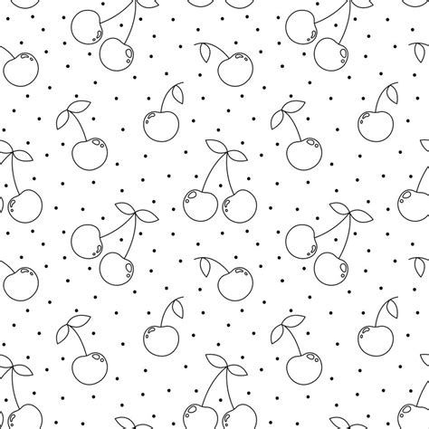 Premium Vector Cherry Seamless Pattern Cherry Sketch On A White