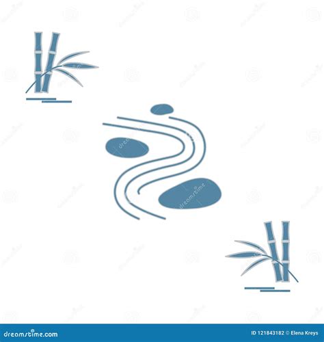 Stylized Icon Of Minimal Japanese Rock Garden And Bamboo Stock Vector