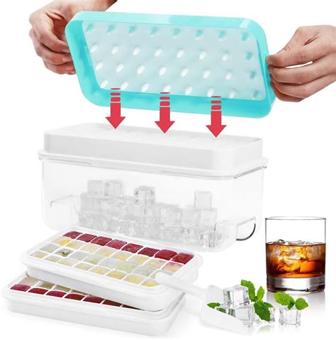 Amazon Funfmm Ice Cube Tray With Lid And Bin Pcs Mini Ice Cubes