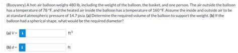 Buoyancy A Hot Air Balloon Weighs Lb Including Chegg