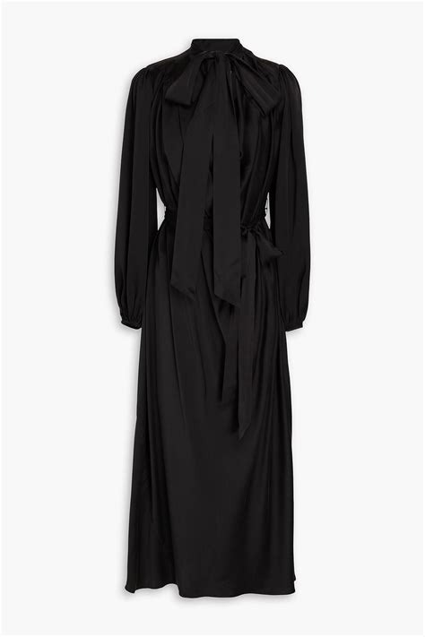 Zimmermann Pussy Bow Silk Satin Midi Dress The Outnet