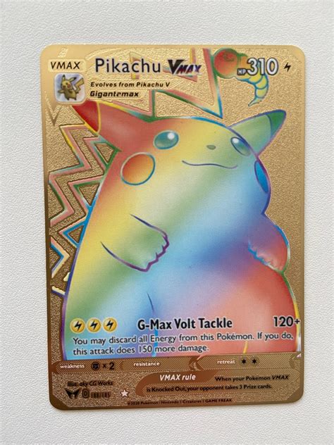 Rainbow Pikachu VMAX Pokemon Card Champions Path Gold Metal | Etsy