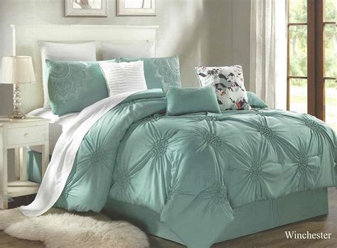 Unique Home Winchester Pinch Pleat Comforter 7 Piece Bed Set Ruffled