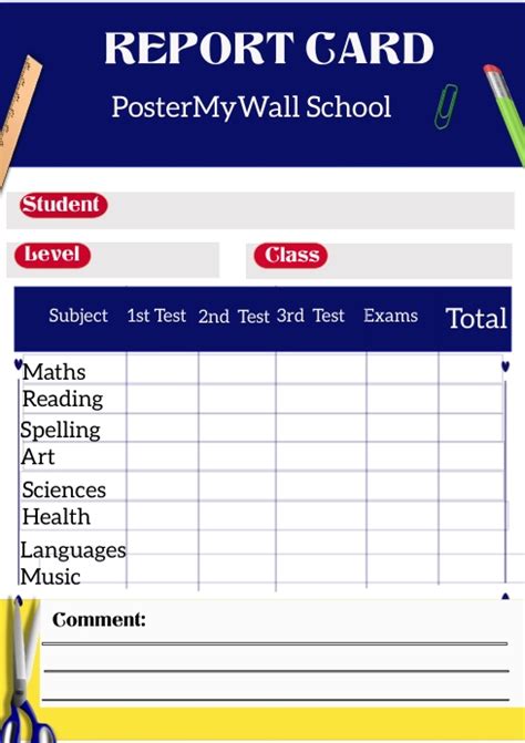 High School Report Card Template Postermywall