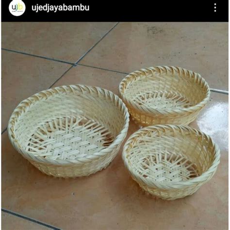 Jual Keranjang Anyaman Bambu Snack Bulat Ukuran Sedang Indonesia