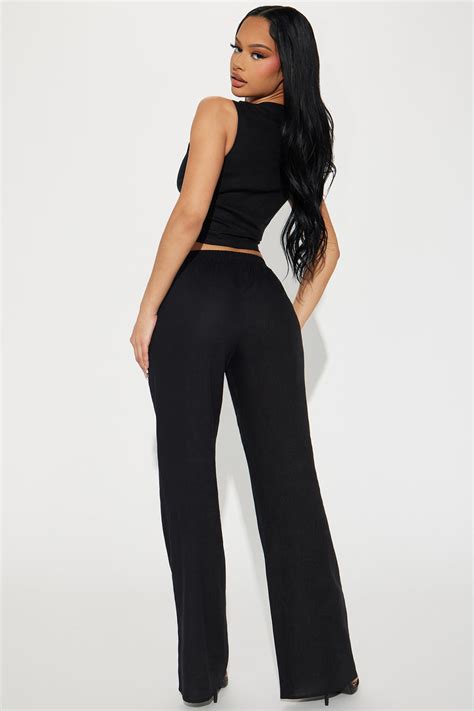 Perfect Vacay Linen Pant Set Black Fashion Nova Matching Sets Fashion Nova