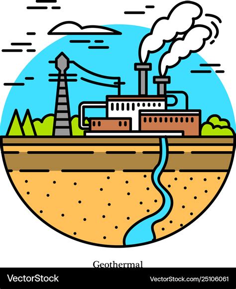 Geothermal power plant dry and flash steam Vector Image