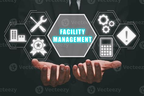 Facility Management Concept Business Person Hand Holding Facility