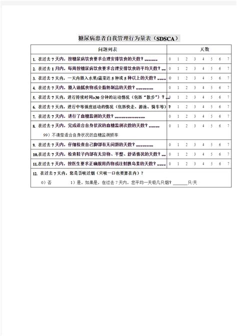 糖尿病患者自我管理行为量表sdsca 文档之家