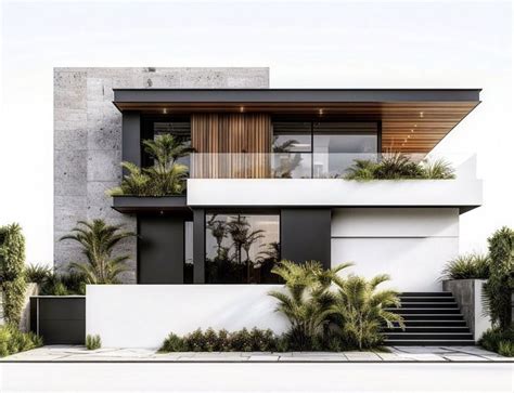 An Architectural Rendering Of A Modern House With Palm Trees In The