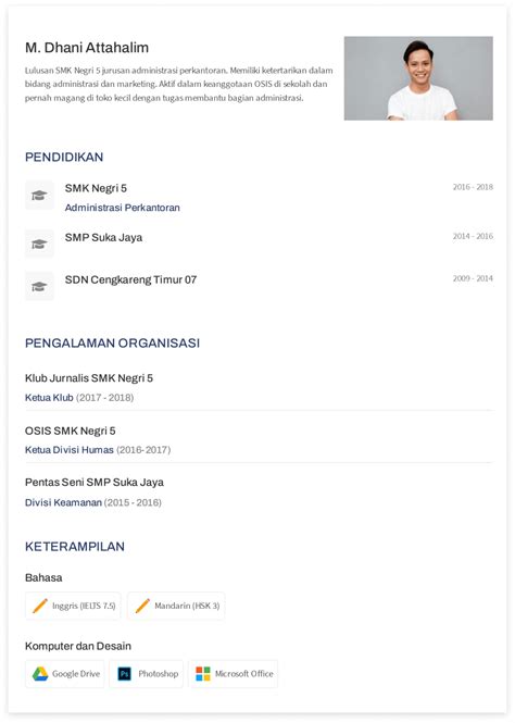 Contoh Cv Untuk Staff Administrasi Tanpakoma Riset Riset