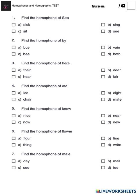 Homophones And Homographs 4th Grade 5th Grade Writing Worksheet