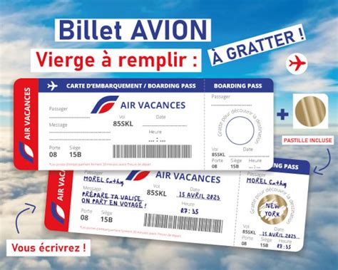 Billet Avion Personnalisable Gratter Carte D Embarquement Surprise