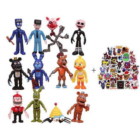 12 Pcs Action Figures Set Of Five Nights At Freddy Toys Ts Cake Toppers 4 Inches With 50 Pcs