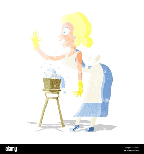 Cartoon Housewife Washing Up Stock Vector Image And Art Alamy