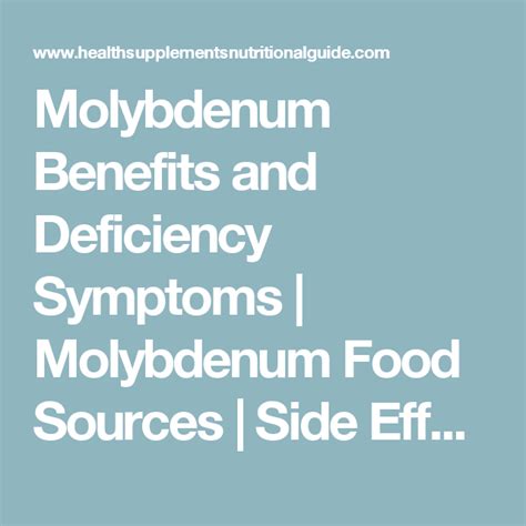 Molybdenum Benefits and Deficiency Symptoms | Molybdenum Food Sources | Side Effects | Food ...