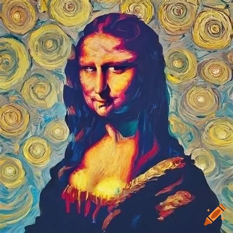 Mona Lisa Drawn By Van Gogh Acrylic Painting