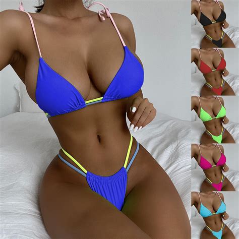 Maillot De Bain Cordes Multiples Pour Femmes Sexy Fendu Color Bikini De