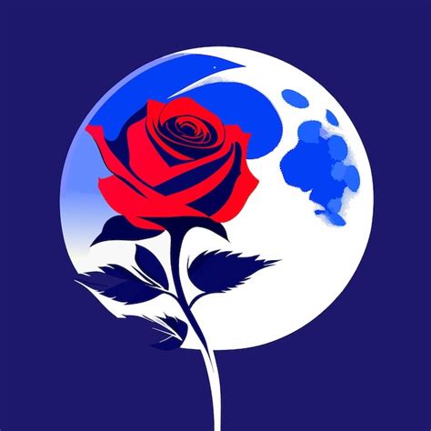 Premium Vector Rose And Moon Vector Illustration Flat