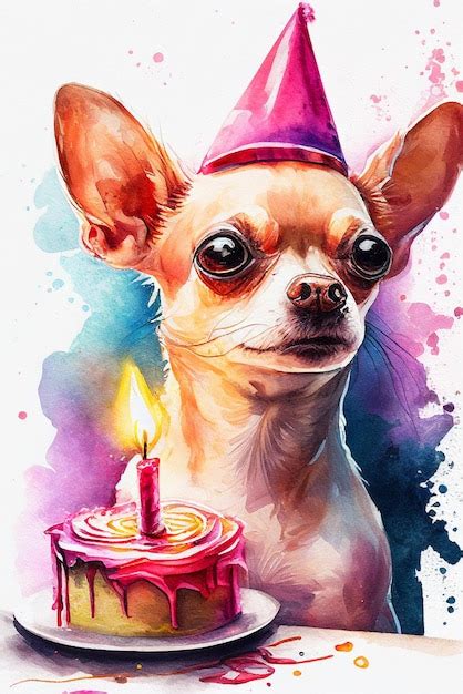 Concepto de fiesta de cumpleaños de perro lindo perro chihuahua con