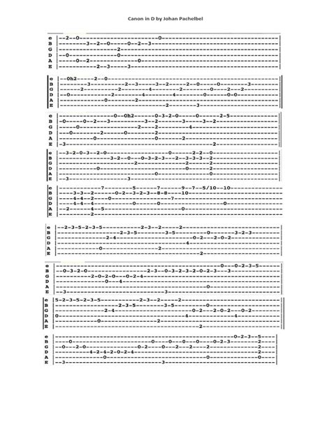 Canon in D Guitar Tabs