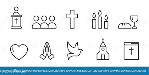 Christelijke Pictogrammen. Kerk En Religieuze Symbolen. Geloof in Jesus Christ ...