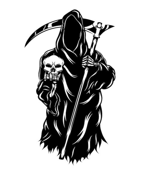 Premium Vector The Animation Of The Grim Reaper Holding The Head