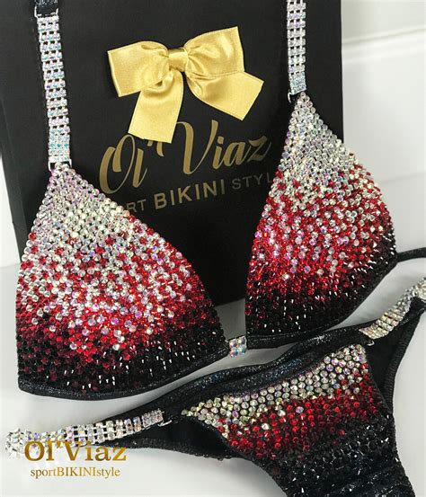 Tango Bikini Metallic Spandex With Crystals Competition Suit Posing Suit Rhinestone Fitness