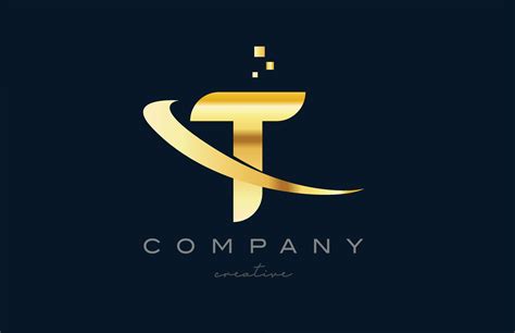 Gold Golden T Alphabet Letter Logo Icon Design Creative Template For