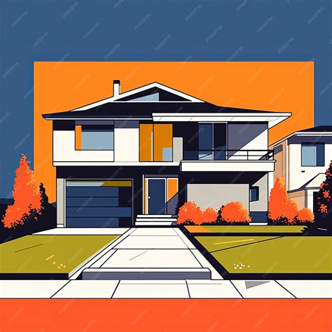 Premium Vector | Simple suburban architecture minimalist background
