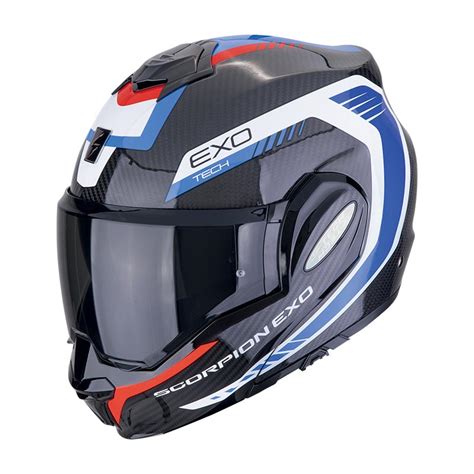 Scorpion Exo Tech Evo Carbon Cosy Helmet Blue Red 118-475-296 Modular ...