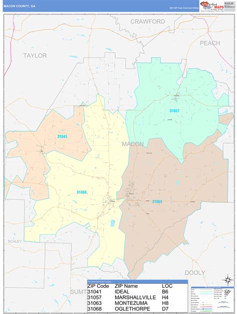 Macon County, GA Wall Map Color Cast Style by MarketMAPS