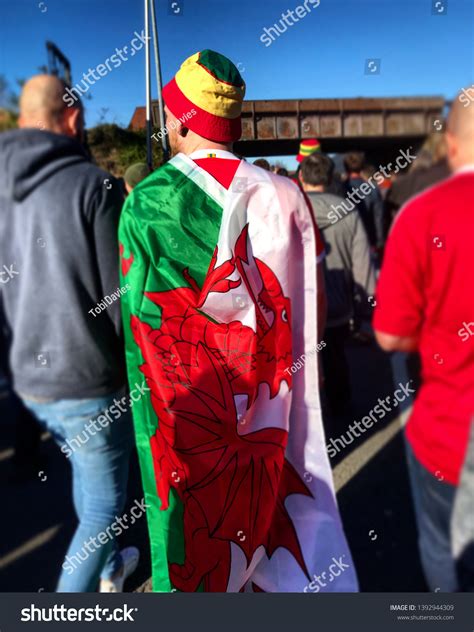 Welsh Football Fans Heading Stadium Stock Photo 1392944309 Shutterstock