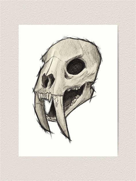 Sabertooth Tiger Skull Art Print For Sale By Artofalyksandr Redbubble