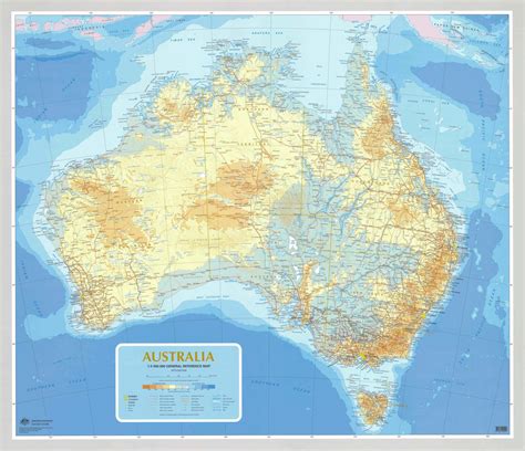 Australia 5M General Reference 1000 x 870mm Map Laminated Wall Map