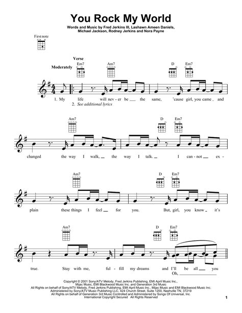 Michael Jackson You Rock My World Sheet Music