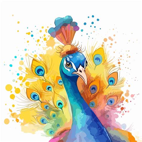 Premium Vector Watercolor Peacock Illustration On White