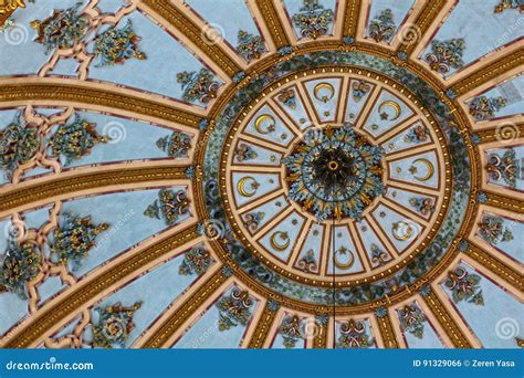 Mosque Dome Interior Bottom View. Stock Photo - Image of muslim, design ...